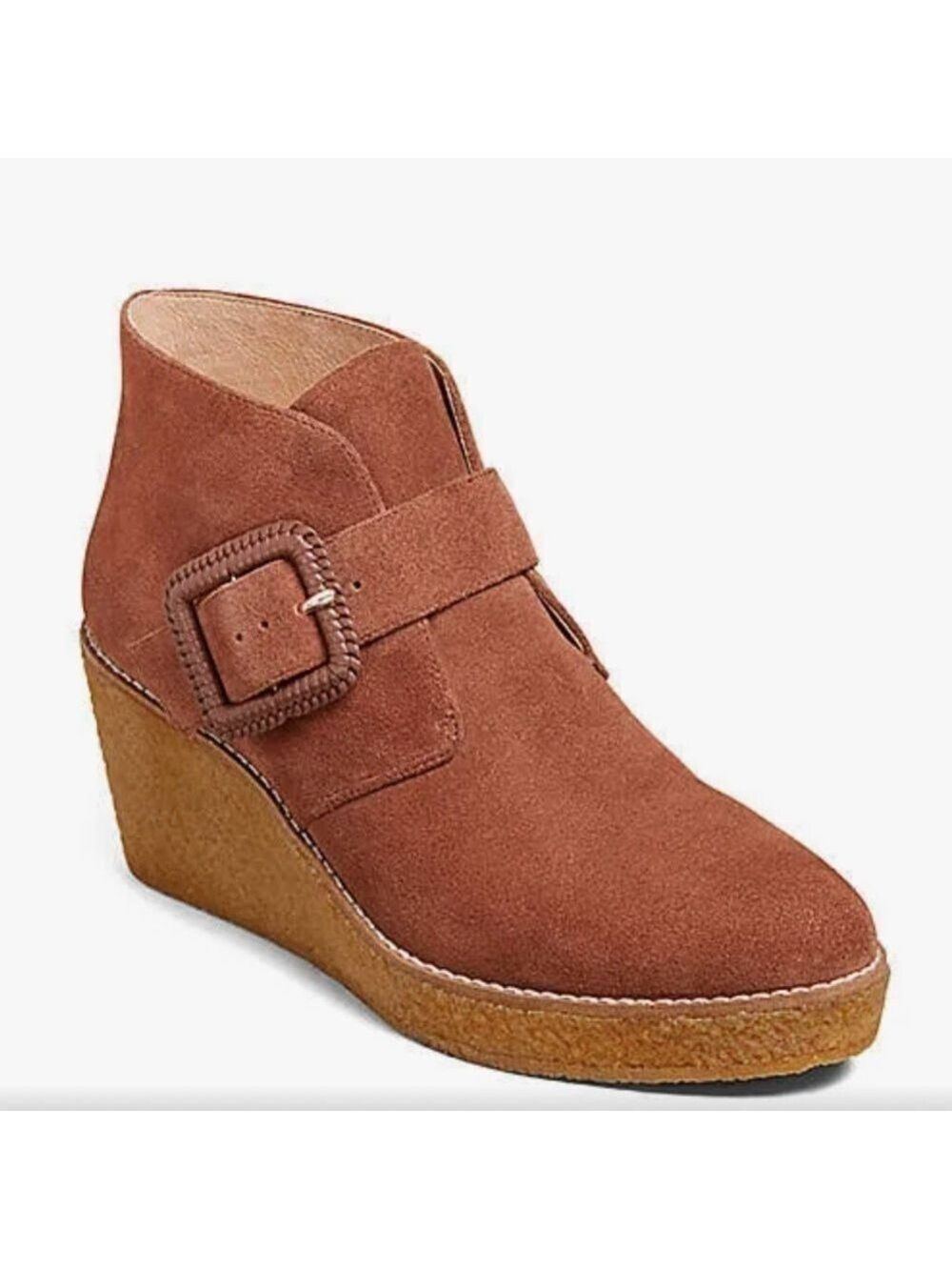 Jack Rogers Izzie Toffee Brown Suede Wedge Booties Size 8.5M